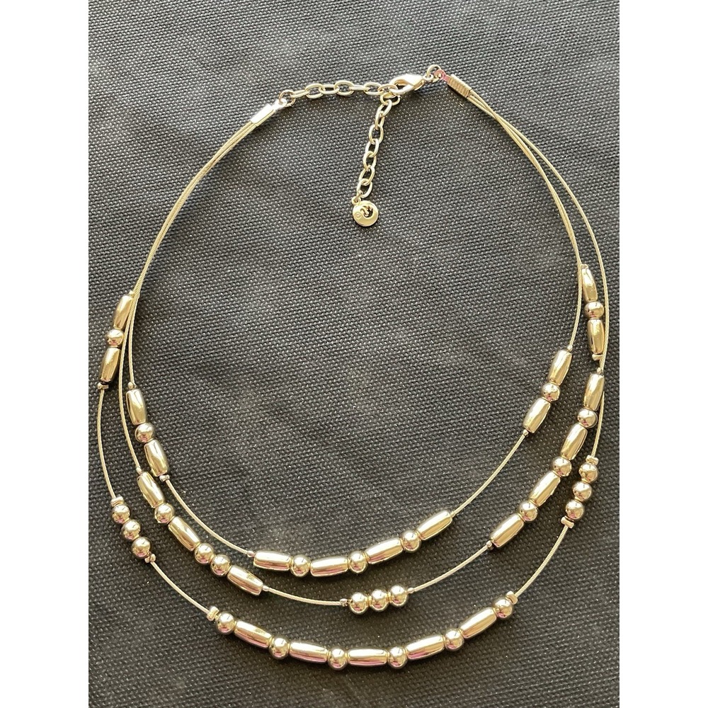 Swarovski Signed Gold Tone Multi Strand Necklace Bib Collar Vintage Estate